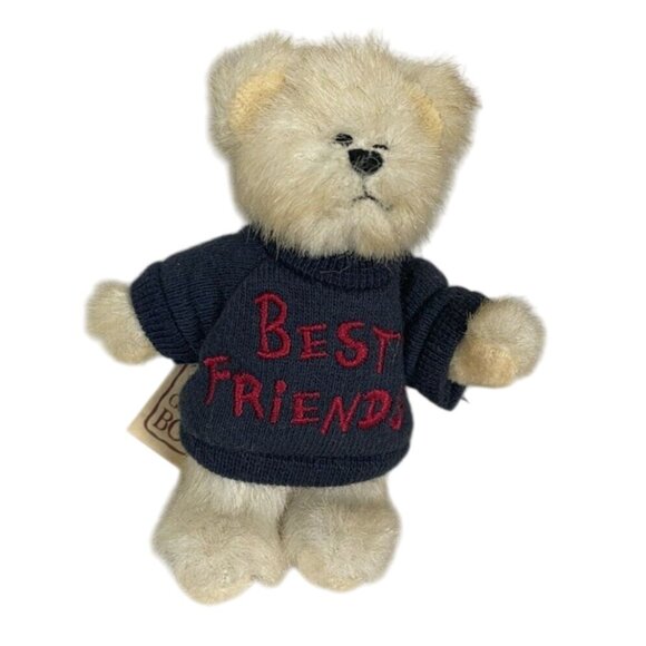 Boyds Bears Mini Teddy "Best Friends" Plush Navy Sweater Collectible 5" Vintage - Picture 1 of 8